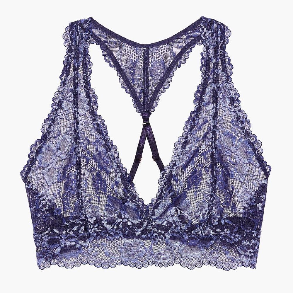 Savage x Fenty Purple Floral Lace Racerback Bralette